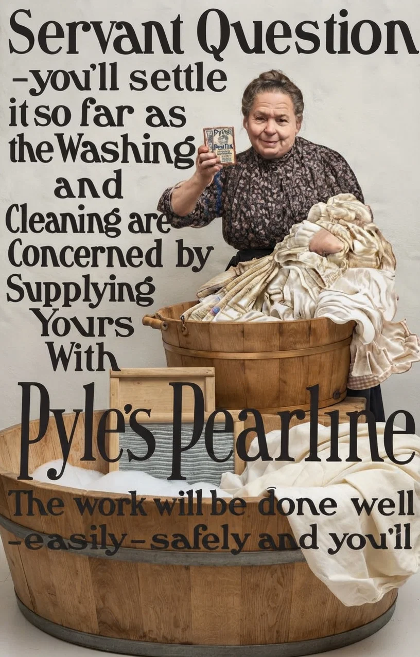 Servant Question -you'll settle it so far as the Washing and Cleaning are Concerned by Supplying Yours With Pyle's Pearline The work will be done well -easily- safely and you'll have a Grateful Servant