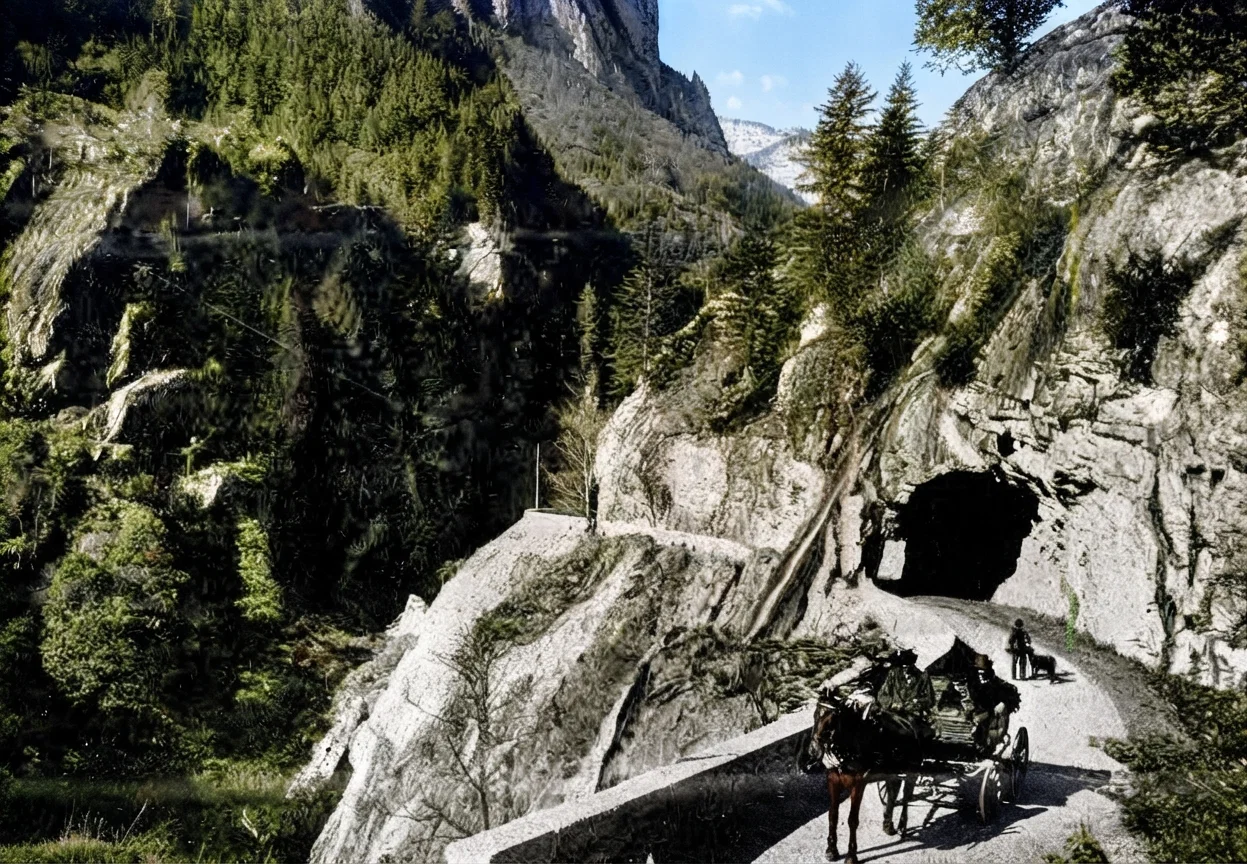 A HIGHWAY IN THE HILLS—GRIMSEL ROAD, SWITZERLAND.