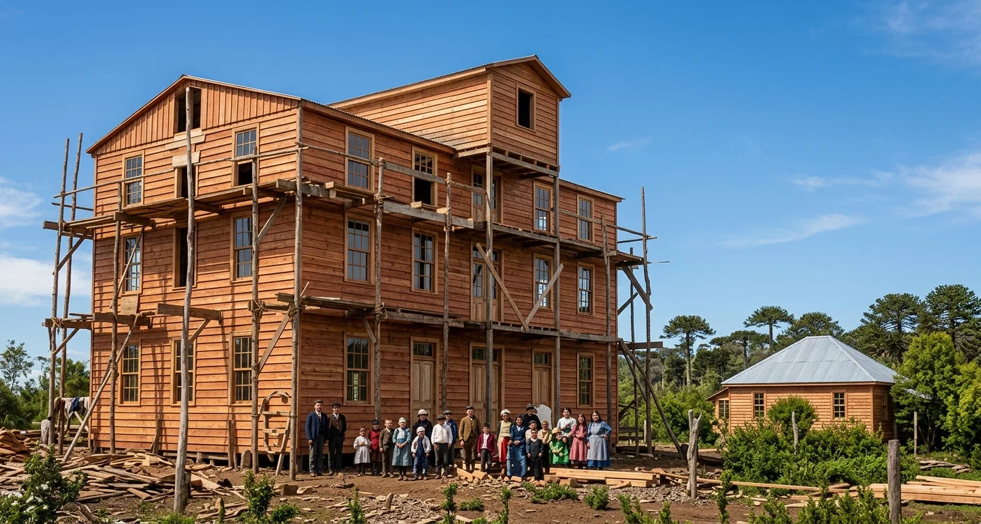 THE PUA SCHOOL BUILDING IN PROCESS OF CONSTRUCTION