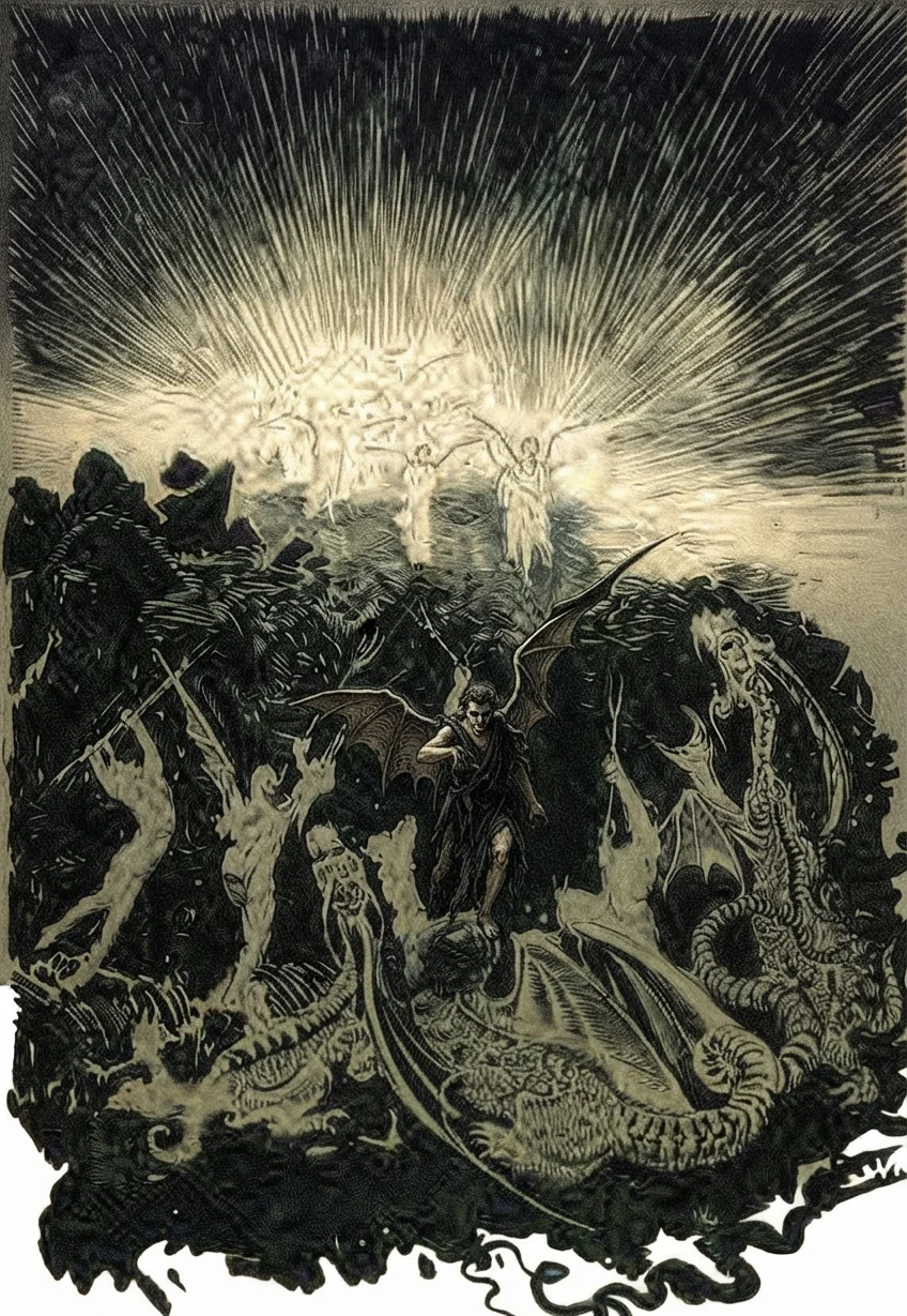 Greed with his dragons and fiends, and the masterful Spirit of Life with all His angels.