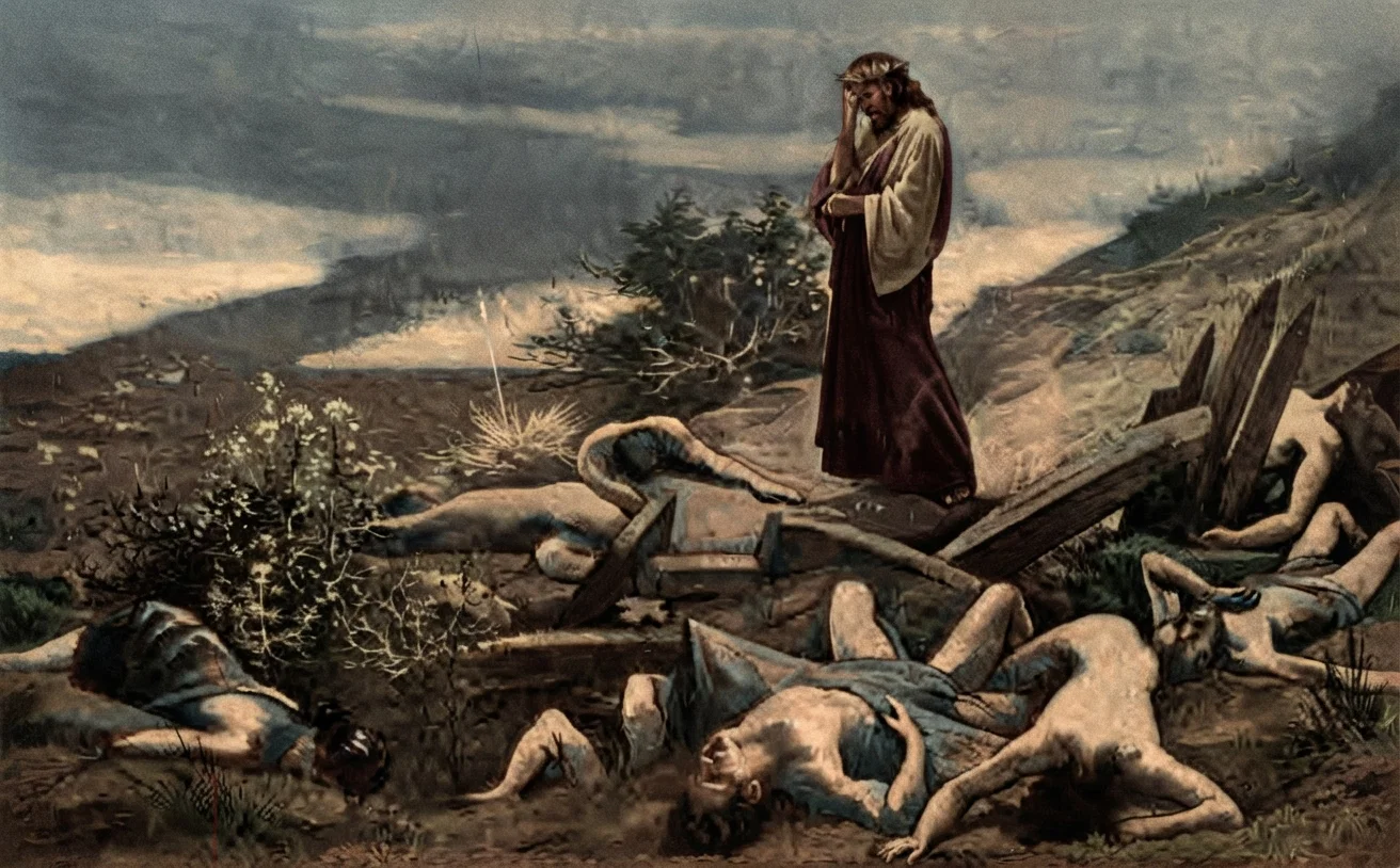 CHRIST ON THE BATTLE-FIELD, AFTER THE PAINTING BY HENRI DANGER