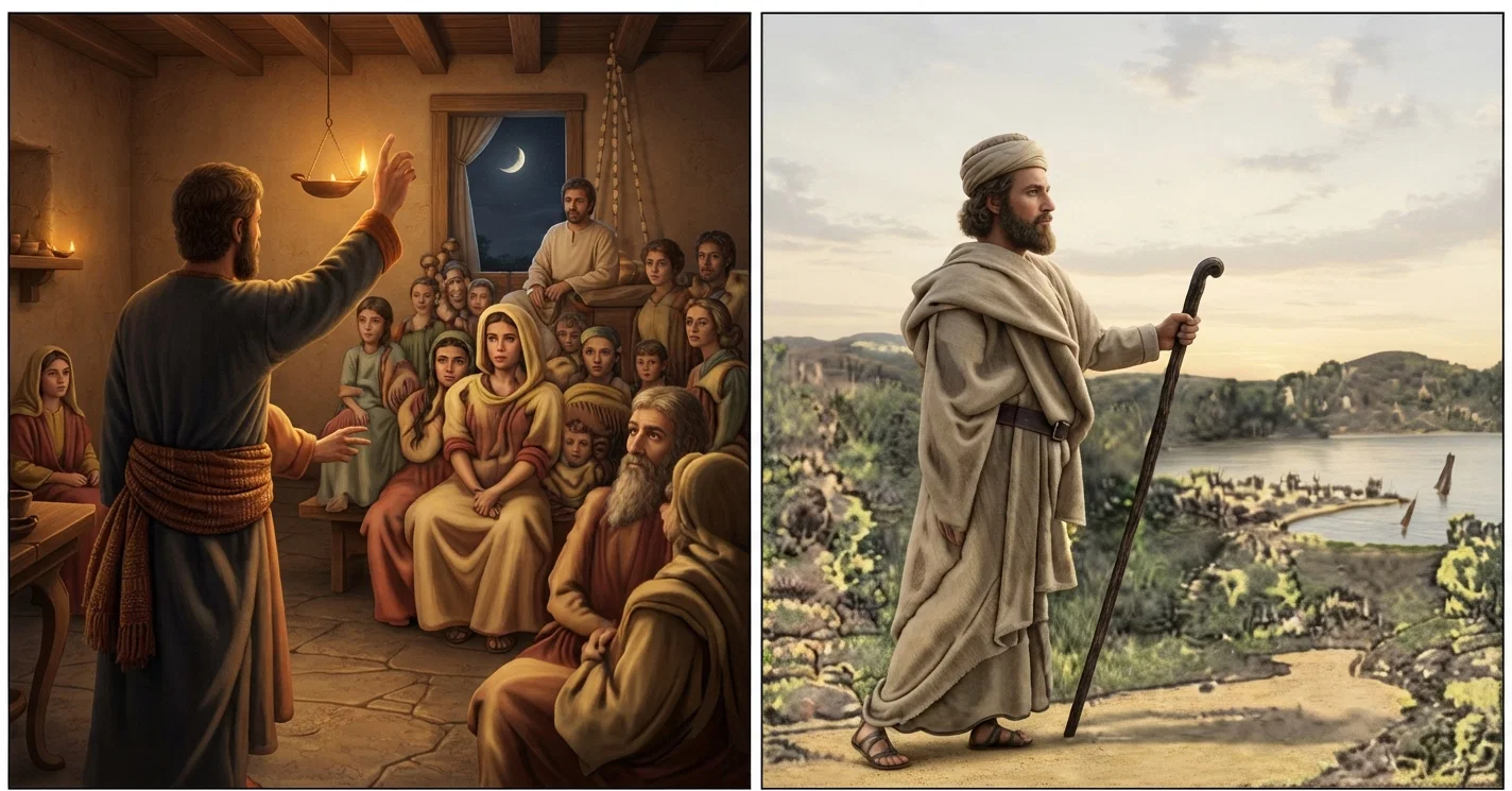 "Paul Preached . . . till Midnight." "Ready to Depart on the Morrow." From "New Testament Sabbath"