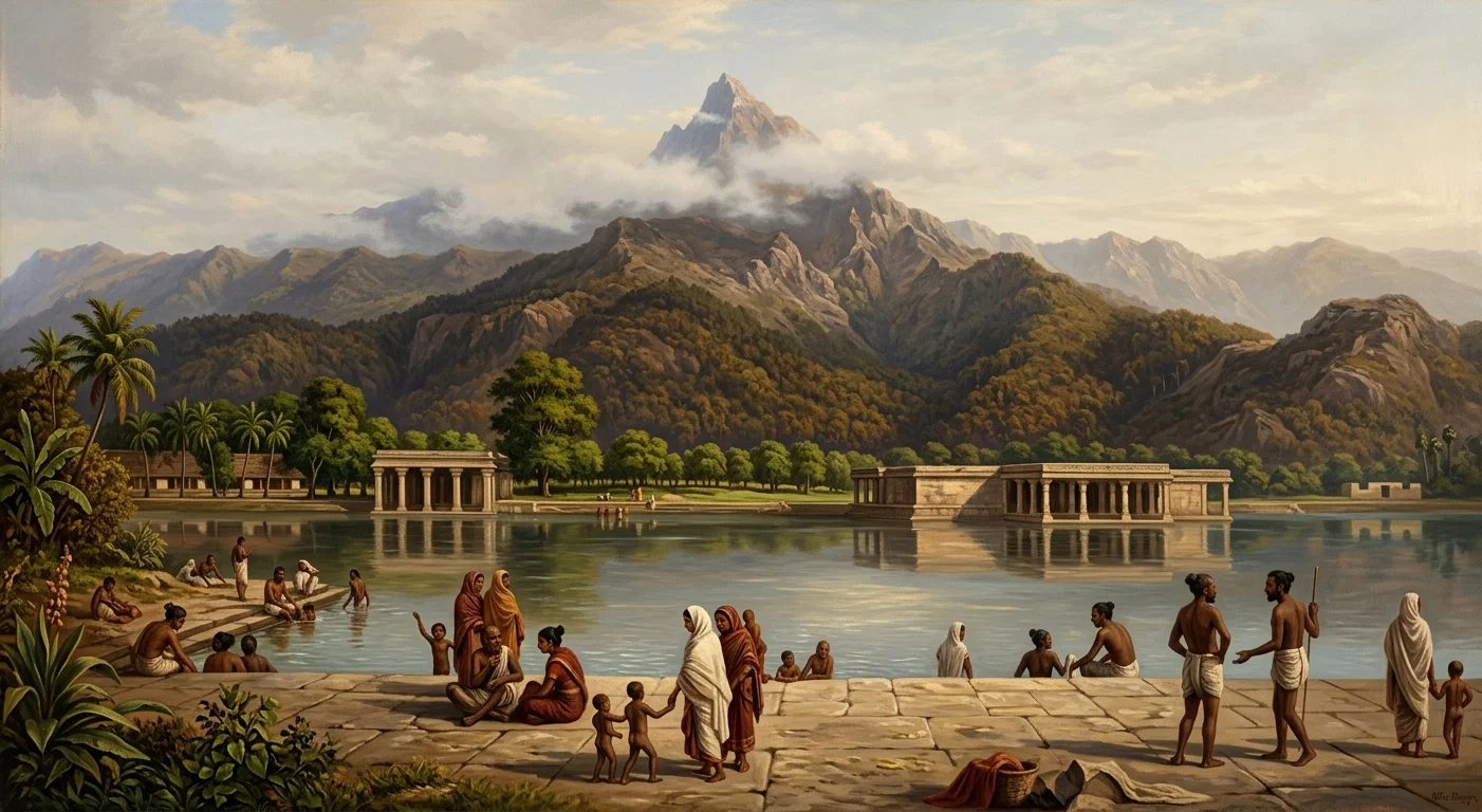 A Sacred Bathing Place in India.