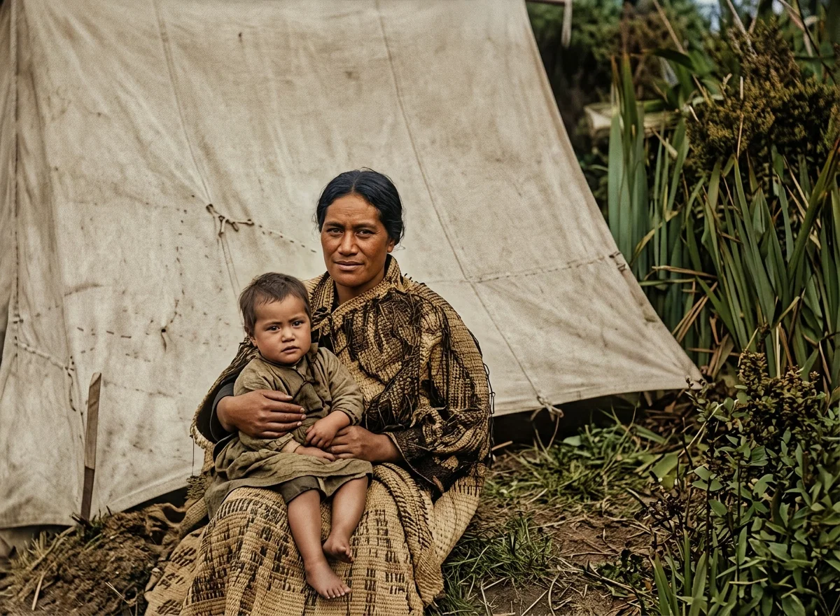 MAORI WOMAN AND CHILD
