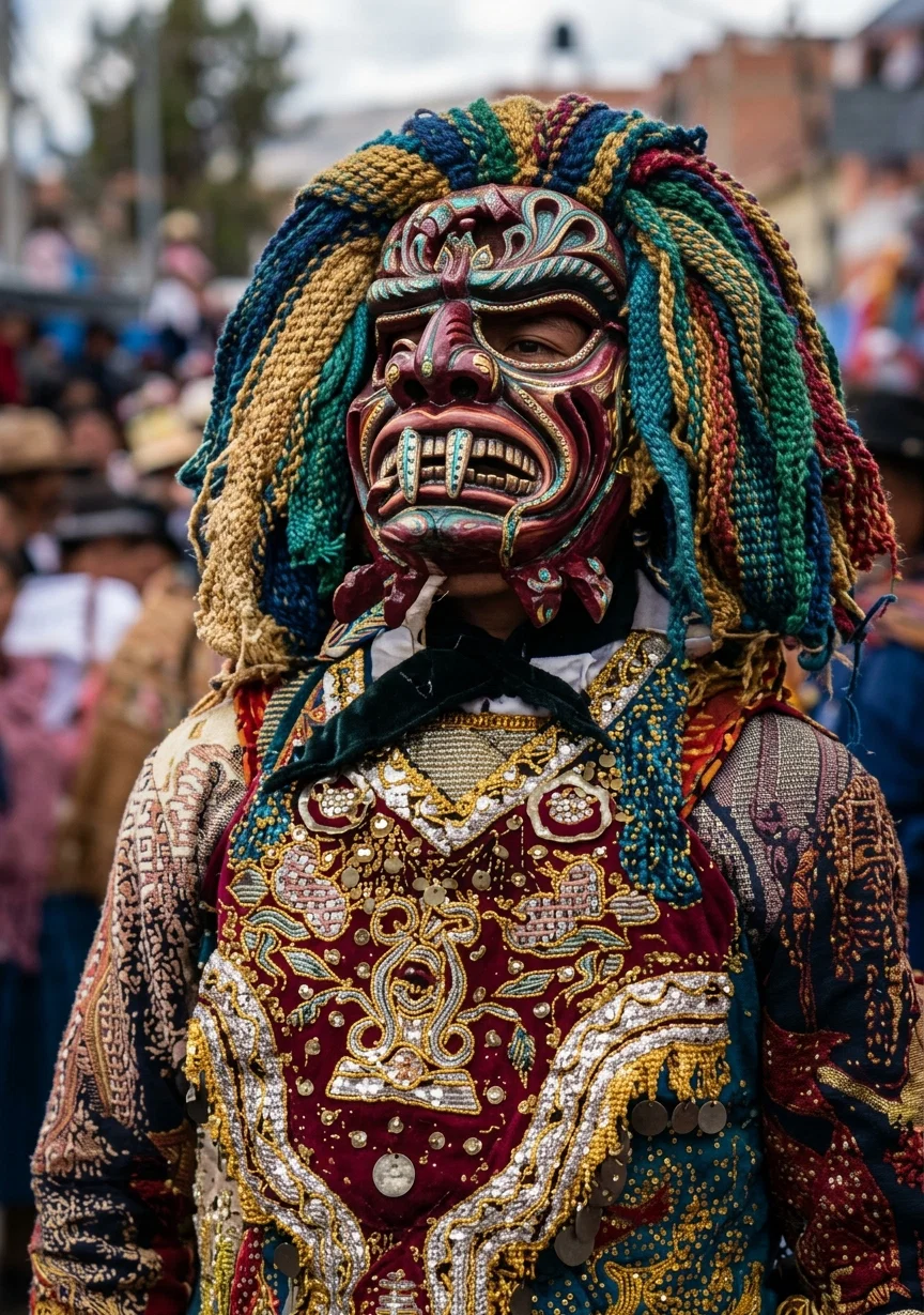 A MASK USED IN RELIGIOUS FESTIVAL PARADES, AND WELL STYLED AS OF “SATAN’S OWN DESIGNING”