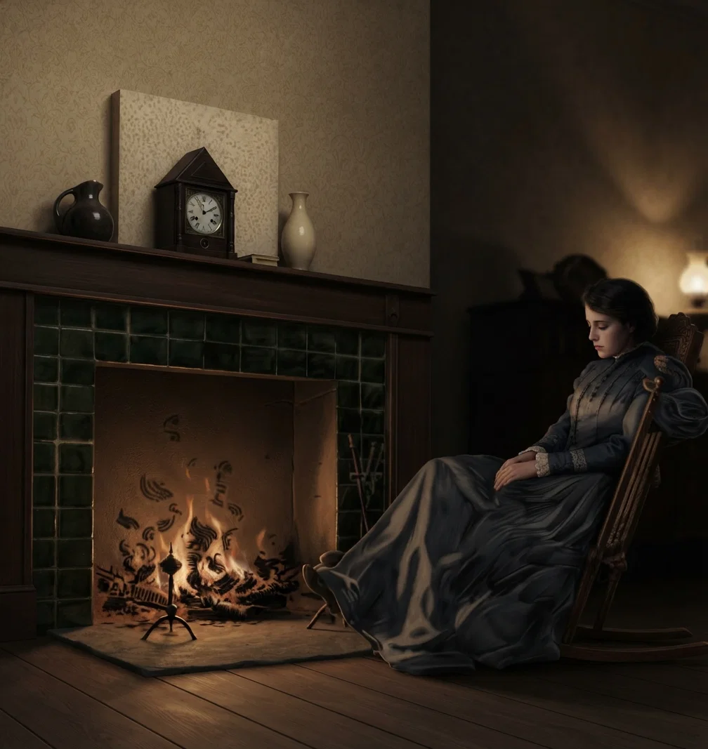 Dorothy Deen sat before the old-fashioned fireplace, lost in deep thought,