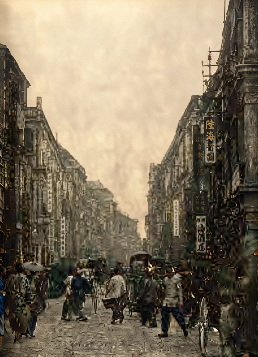 Typical Street in Hong Kong.