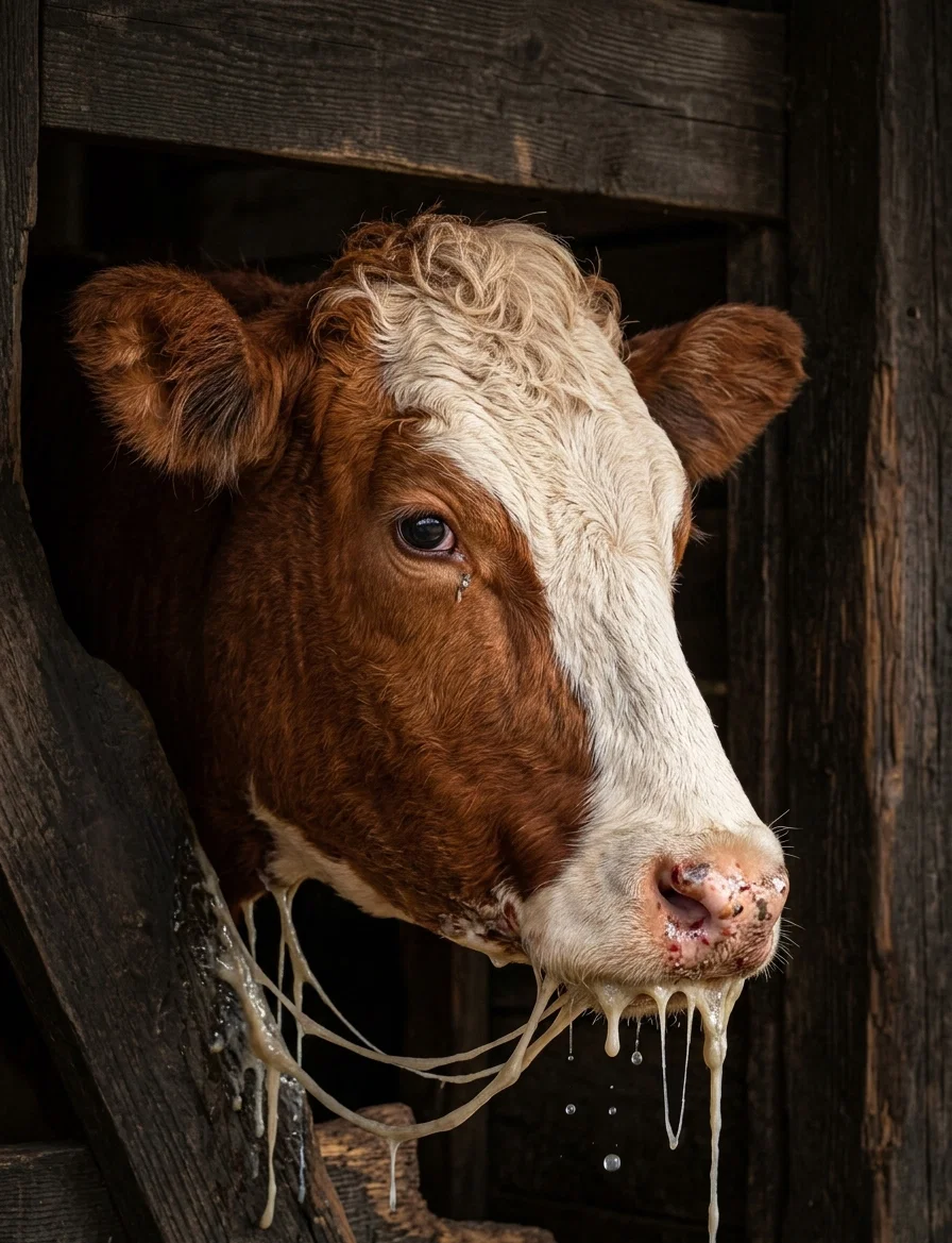 Courtesy U. S. Bureau of Animal Industry
HEAD OF COW WITH FOOT-AND-MOUTH DISEASE