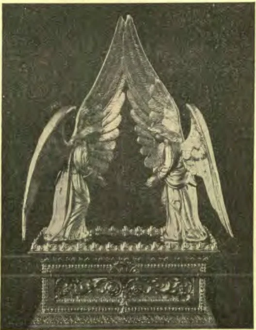 The ark of the covenant, called also the ark of His testament, and the ark of the testimony. The very center of God’s worship, containing His own transcript of His holy law, the transgression of which is sin, overshadowed by His mercy-seat.