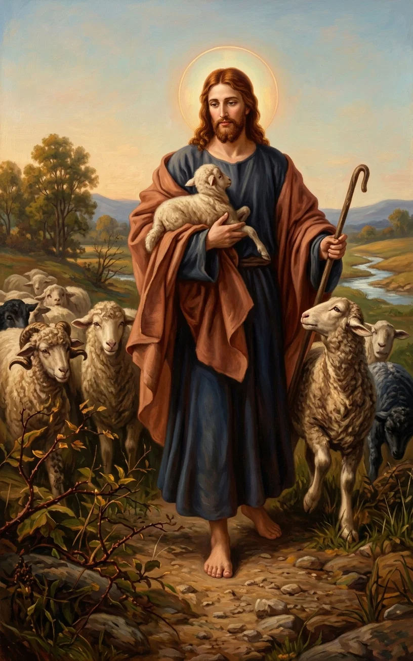 “The good shepherd giveth his life for the sheep.” “When he putteth forth his own sheep, he goeth before them, and the sheep follow him; for they know his voice,”