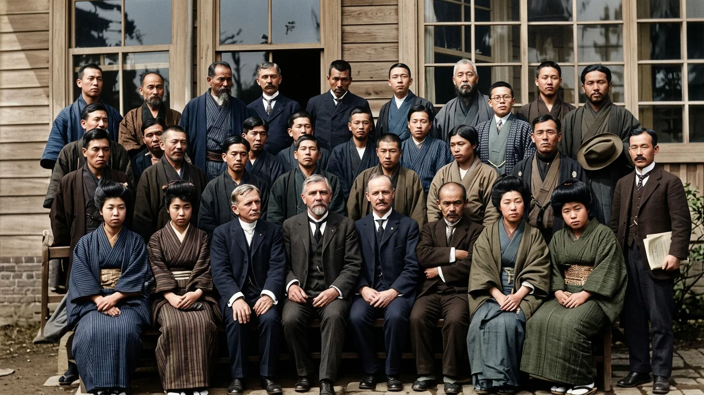 Photo by R. C. Porter
TEACHERS AND WORKERS ATTENDING JAPANESE INSTITUTE AT TOKIO