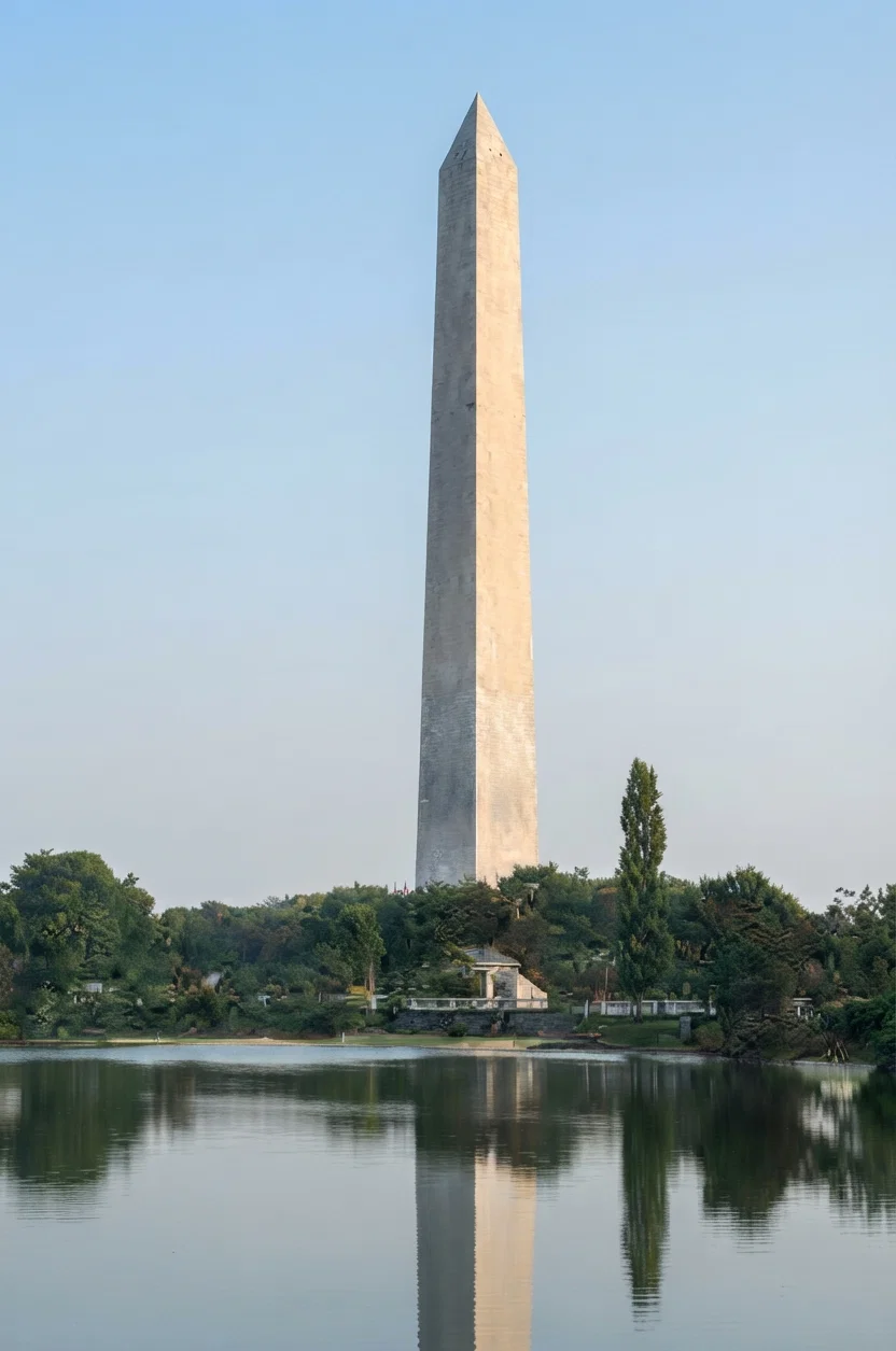 Washington Monument, Washington, D. C. Corner-stone laid July 4, 1848; cap-stone set Dec. 6, 1884; dedicated Washington's birthday, Feb. 22, 1885; height, 555 feet; weight, 81,120 tons; cost, $1,187,710. It is a wonderful monument, materially considered. But the principles of liberty held by the man it commemorates are eternal.