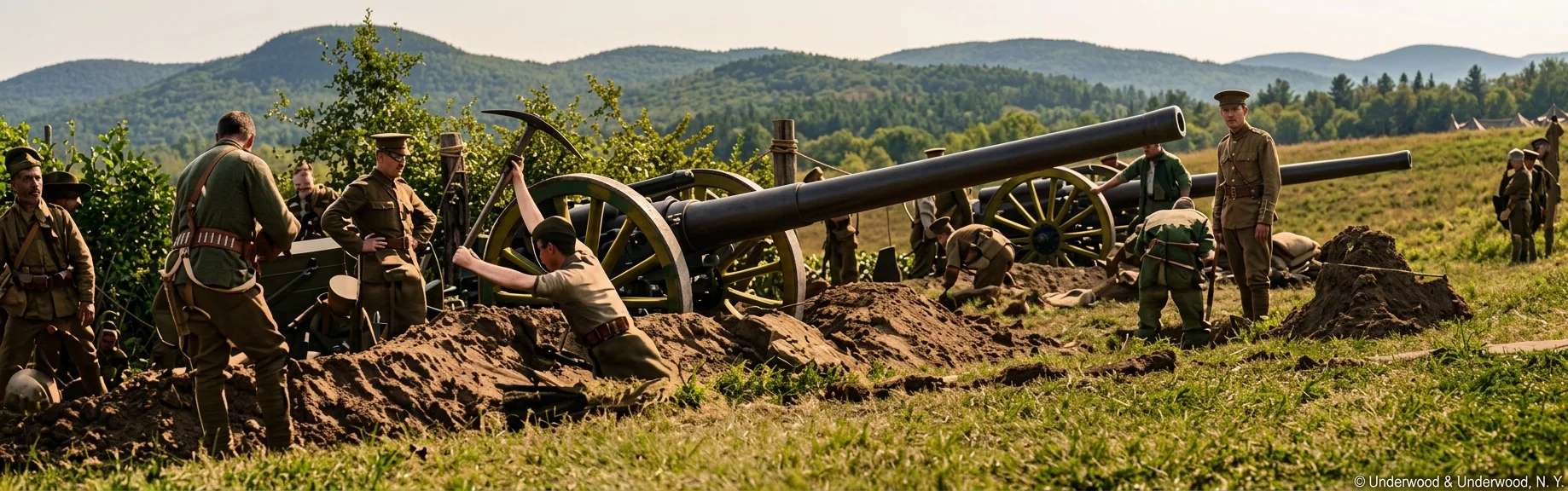 ONE OF THE BIG BRITISH FIELD-GUNS PLACED IN POSITION IN FRANCE