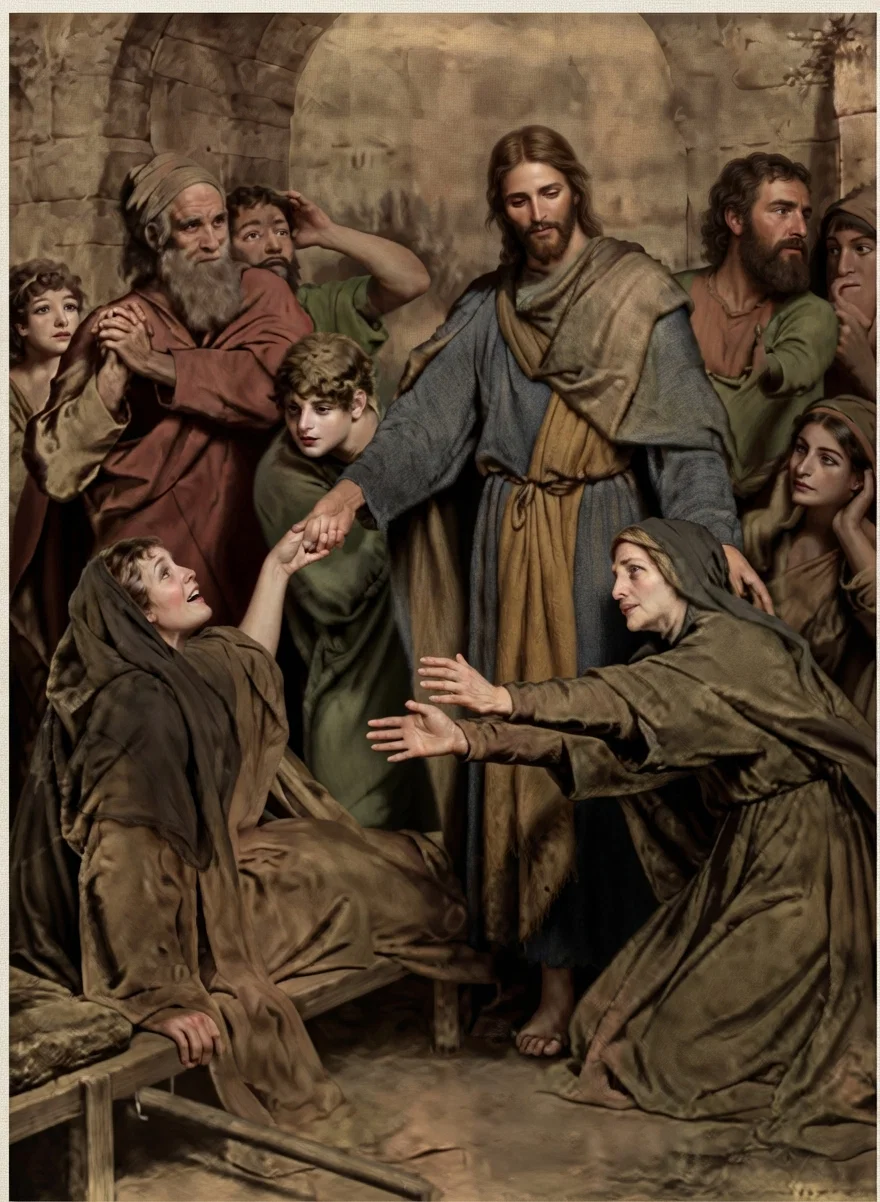 He that was dead sat up, and began to speak. And He delivered him to his mother.