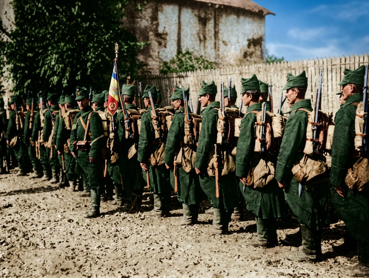 ROUMANIAN INFANTRY IN FIELD UNIFORM