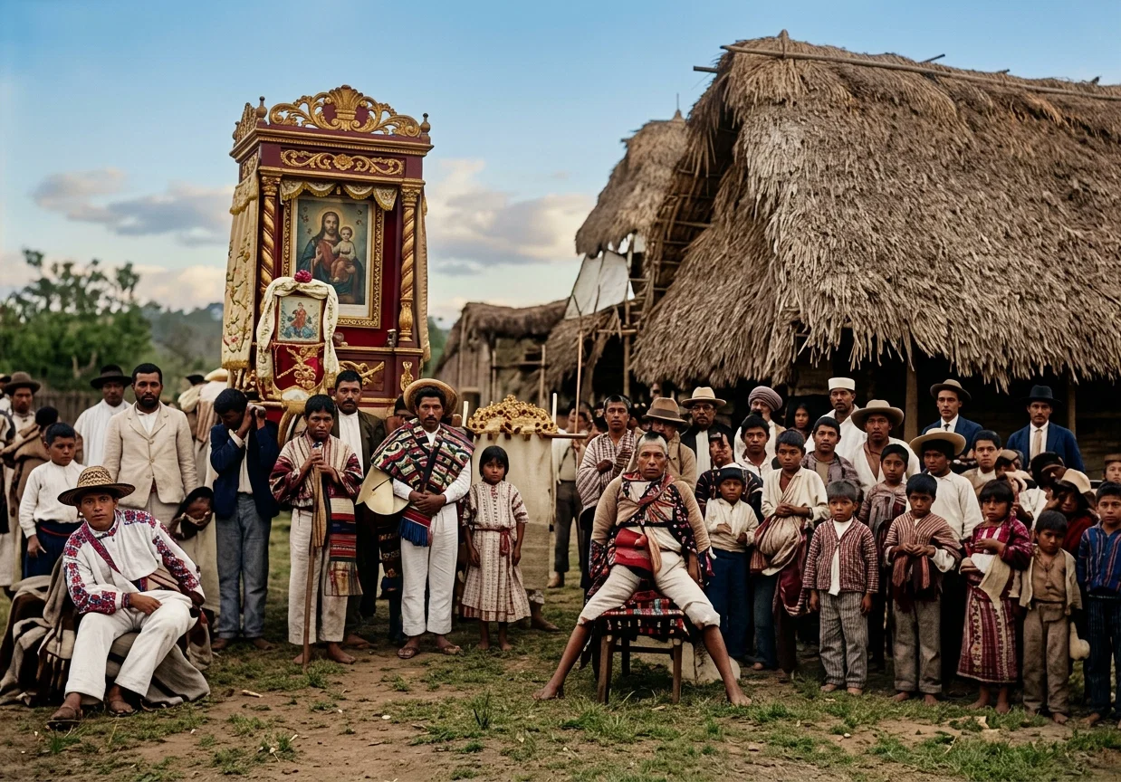 A FEAST-DAY RELIGIOUS PROCESSION IN GUATEMALA