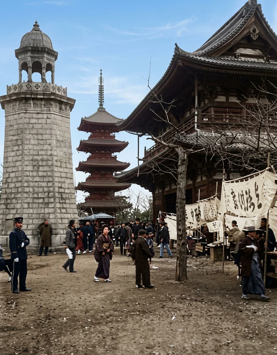 A Pagoda in Asakusa Park (Photo by F. E. Stafford)
