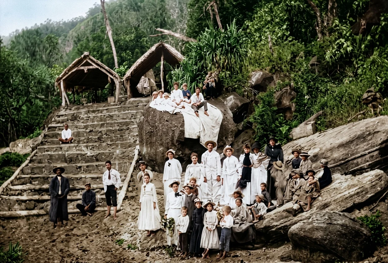 The Landing-place, Pitcairn Island, Which Was Damaged by the Tidal Wave.